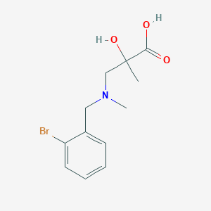 molecular formula C12H16BrNO3 B7594883 3-[(2-Bromophenyl)methyl-methylamino]-2-hydroxy-2-methylpropanoic acid 