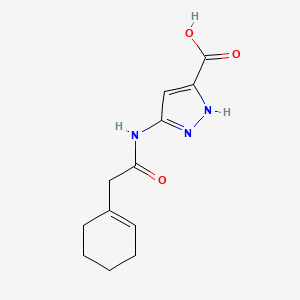 molecular formula C12H15N3O3 B7594914 3-[[2-(cyclohexen-1-yl)acetyl]amino]-1H-pyrazole-5-carboxylic acid 