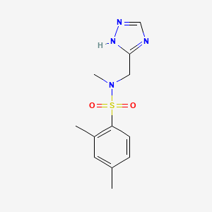 molecular formula C12H16N4O2S B7594929 N,2,4-trimethyl-N-(1H-1,2,4-triazol-5-ylmethyl)benzenesulfonamide 
