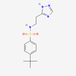 molecular formula C14H20N4O2S B7594940 4-tert-butyl-N-[2-(1H-1,2,4-triazol-5-yl)ethyl]benzenesulfonamide 