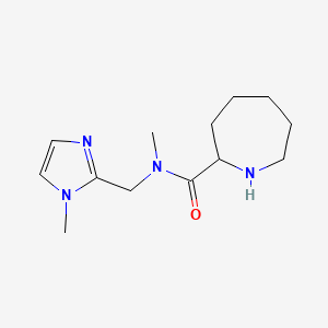 molecular formula C13H22N4O B7594949 N-methyl-N-[(1-methylimidazol-2-yl)methyl]azepane-2-carboxamide 