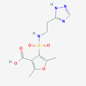 molecular formula C11H14N4O5S B7594979 2,5-dimethyl-4-[2-(1H-1,2,4-triazol-5-yl)ethylsulfamoyl]furan-3-carboxylic acid 