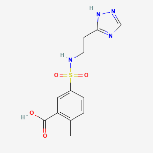 molecular formula C12H14N4O4S B7595001 2-methyl-5-[2-(1H-1,2,4-triazol-5-yl)ethylsulfamoyl]benzoic acid 