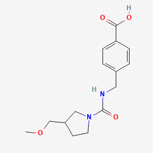 molecular formula C15H20N2O4 B7595023 4-[[[3-(Methoxymethyl)pyrrolidine-1-carbonyl]amino]methyl]benzoic acid 