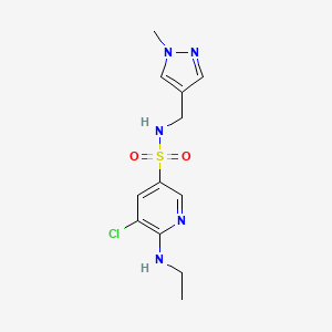 molecular formula C12H16ClN5O2S B7595038 5-chloro-6-(ethylamino)-N-[(1-methylpyrazol-4-yl)methyl]pyridine-3-sulfonamide 