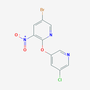 molecular formula C10H5BrClN3O3 B7595046 5-Bromo-2-(5-chloropyridin-3-yl)oxy-3-nitropyridine 