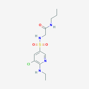 molecular formula C12H19ClN4O3S B7595053 2-[[5-chloro-6-(ethylamino)pyridin-3-yl]sulfonylamino]-N-propylacetamide 