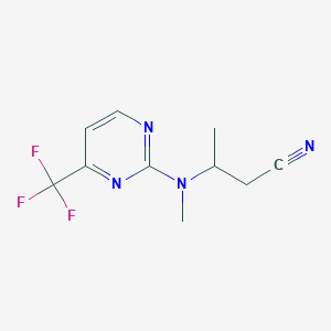 molecular formula C10H11F3N4 B7595059 3-[Methyl-[4-(trifluoromethyl)pyrimidin-2-yl]amino]butanenitrile 