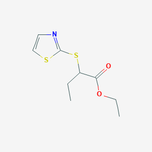 molecular formula C9H13NO2S2 B7595151 Ethyl 2-(1,3-thiazol-2-ylsulfanyl)butanoate 