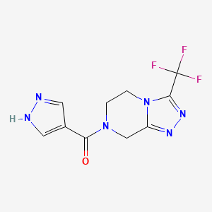 molecular formula C10H9F3N6O B7595164 1H-pyrazol-4-yl-[3-(trifluoromethyl)-6,8-dihydro-5H-[1,2,4]triazolo[4,3-a]pyrazin-7-yl]methanone 