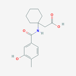 molecular formula C16H21NO4 B7595219 2-[1-[(3-Hydroxy-4-methylbenzoyl)amino]cyclohexyl]acetic acid 
