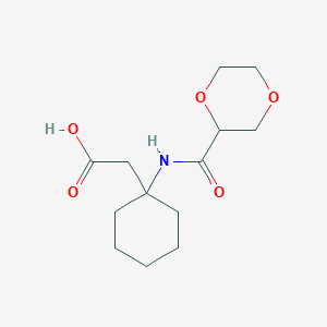 molecular formula C13H21NO5 B7595235 2-[1-(1,4-Dioxane-2-carbonylamino)cyclohexyl]acetic acid 