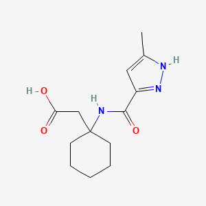 molecular formula C13H19N3O3 B7595250 2-[1-[(5-methyl-1H-pyrazole-3-carbonyl)amino]cyclohexyl]acetic acid 