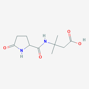 molecular formula C10H16N2O4 B7595264 3-Methyl-3-[(5-oxopyrrolidine-2-carbonyl)amino]butanoic acid 