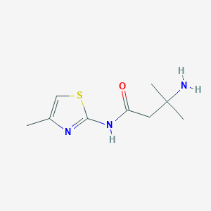 molecular formula C9H15N3OS B7595282 3-amino-3-methyl-N-(4-methyl-1,3-thiazol-2-yl)butanamide 