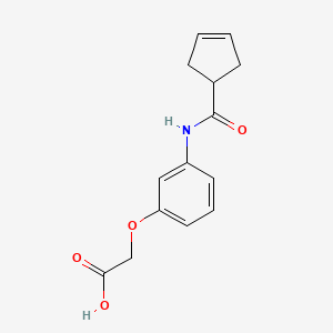 molecular formula C14H15NO4 B7595323 2-[3-(Cyclopent-3-ene-1-carbonylamino)phenoxy]acetic acid 