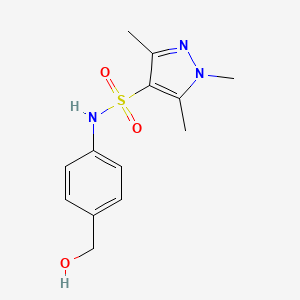 molecular formula C13H17N3O3S B7595410 N-[4-(hydroxymethyl)phenyl]-1,3,5-trimethylpyrazole-4-sulfonamide 