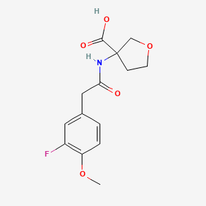 molecular formula C14H16FNO5 B7595423 3-[[2-(3-Fluoro-4-methoxyphenyl)acetyl]amino]oxolane-3-carboxylic acid 