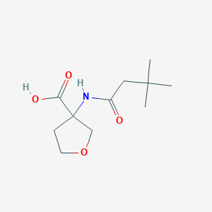 molecular formula C11H19NO4 B7595431 3-(3,3-Dimethylbutanoylamino)oxolane-3-carboxylic acid 