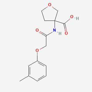 molecular formula C14H17NO5 B7595440 3-[[2-(3-Methylphenoxy)acetyl]amino]oxolane-3-carboxylic acid 