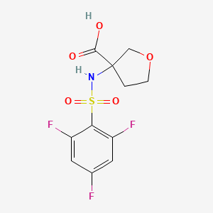 molecular formula C11H10F3NO5S B7595450 3-[(2,4,6-Trifluorophenyl)sulfonylamino]oxolane-3-carboxylic acid 