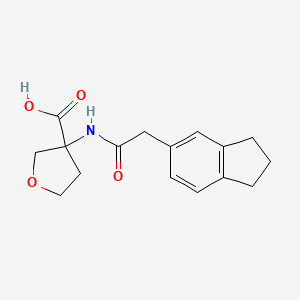 molecular formula C16H19NO4 B7595458 3-[[2-(2,3-dihydro-1H-inden-5-yl)acetyl]amino]oxolane-3-carboxylic acid 