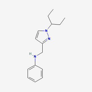 molecular formula C15H21N3 B7595472 N-[(1-pentan-3-ylpyrazol-3-yl)methyl]aniline 