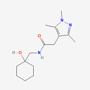 molecular formula C15H25N3O2 B7595474 N-[(1-hydroxycyclohexyl)methyl]-2-(1,3,5-trimethylpyrazol-4-yl)acetamide 