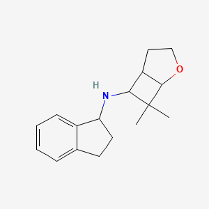 molecular formula C17H23NO B7595520 N-(2,3-dihydro-1H-inden-1-yl)-7,7-dimethyl-2-oxabicyclo[3.2.0]heptan-6-amine 