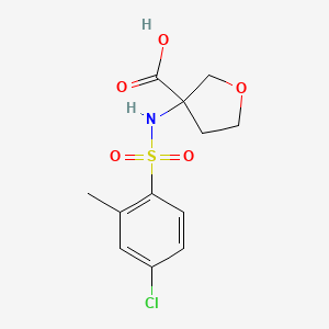 molecular formula C12H14ClNO5S B7595573 3-[(4-Chloro-2-methylphenyl)sulfonylamino]oxolane-3-carboxylic acid 