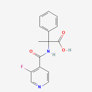 molecular formula C15H13FN2O3 B7595592 2-[(3-Fluoropyridine-4-carbonyl)amino]-2-phenylpropanoic acid 