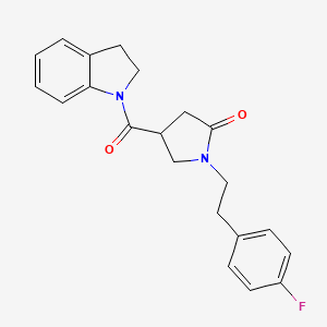 molecular formula C21H21FN2O2 B7595652 4-(2,3-dihydro-1H-indol-1-ylcarbonyl)-1-(4-fluorophenethyl)-2-pyrrolidinone 