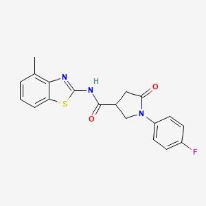 molecular formula C19H16FN3O2S B7595664 1-(4-fluorophenyl)-N-(4-methyl-1,3-benzothiazol-2-yl)-5-oxopyrrolidine-3-carboxamide 