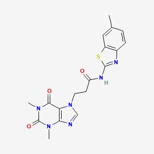 molecular formula C18H18N6O3S B7595693 3-(1,3-二甲基-2,6-二氧代-1,2,3,6-四氢-7H-嘌呤-7-基)-N-(6-甲基-1,3-苯并噻唑-2-基)丙酰胺 