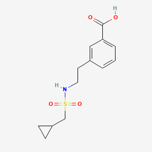 molecular formula C13H17NO4S B7595732 3-[2-(Cyclopropylmethylsulfonylamino)ethyl]benzoic acid 
