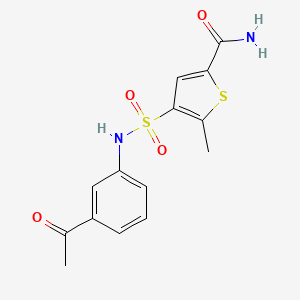 molecular formula C14H14N2O4S2 B7595755 4-(N-(3-Acetylphenyl)sulfamoyl)-5-methylthiophene-2-carboxamide 
