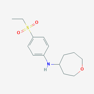 molecular formula C14H21NO3S B7595771 N-(4-ethylsulfonylphenyl)oxepan-4-amine 