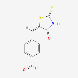 molecular formula C11H7NO2S2 B7595804 4-[(E)-(4-oxo-2-sulfanylidene-1,3-thiazolidin-5-ylidene)methyl]benzaldehyde 