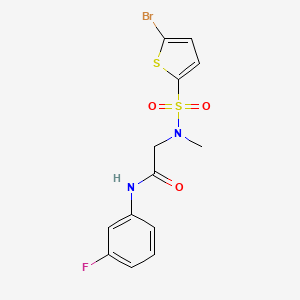 molecular formula C13H12BrFN2O3S2 B7595816 N~2~-[(5-bromothien-2-yl)sulfonyl]-N~1~-(3-fluorophenyl)-N~2~-methylglycinamide 