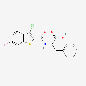 molecular formula C18H13ClFNO3S B7595876 2-[(3-Chloro-6-fluoro-1-benzothiophene-2-carbonyl)amino]-3-phenylpropanoic acid 