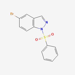 molecular formula C13H9BrN2O2S B7595957 1-(benzenesulfonyl)-5-bromo-1H-indazole 