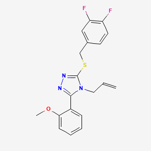 molecular formula C19H17F2N3OS B7596029 2-{4-allyl-5-[(3,4-difluorobenzyl)sulfanyl]-4H-1,2,4-triazol-3-yl}phenyl methyl ether 