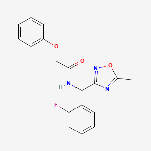 N-[(2-fluorophenyl)-(5-methyl-1,2,4-oxadiazol-3-yl)methyl]-2-phenoxyacetamide