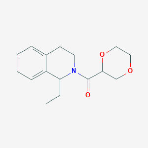 molecular formula C16H21NO3 B7596195 1,4-dioxan-2-yl-(1-ethyl-3,4-dihydro-1H-isoquinolin-2-yl)methanone 