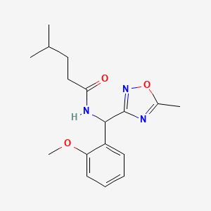 molecular formula C17H23N3O3 B7596219 N-[(2-methoxyphenyl)-(5-methyl-1,2,4-oxadiazol-3-yl)methyl]-4-methylpentanamide 