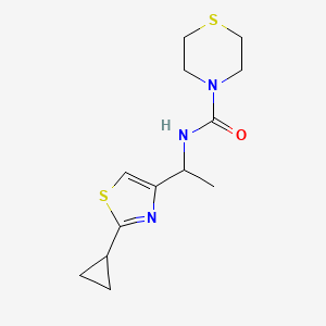 molecular formula C13H19N3OS2 B7596229 N-[1-(2-cyclopropyl-1,3-thiazol-4-yl)ethyl]thiomorpholine-4-carboxamide 