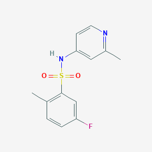 molecular formula C13H13FN2O2S B7596238 5-fluoro-2-methyl-N-(2-methylpyridin-4-yl)benzenesulfonamide 