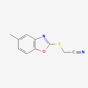 molecular formula C10H8N2OS B7596254 2-[(5-Methyl-1,3-benzoxazol-2-yl)sulfanyl]acetonitrile 