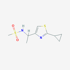 molecular formula C9H14N2O2S2 B7596261 N-[1-(2-cyclopropyl-1,3-thiazol-4-yl)ethyl]methanesulfonamide 