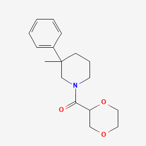 molecular formula C17H23NO3 B7596317 1,4-Dioxan-2-yl-(3-methyl-3-phenylpiperidin-1-yl)methanone 